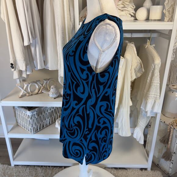 Chico's size 1 translates to a size small black & blue sleeveless tunic #2998 - Picture 2 of 6